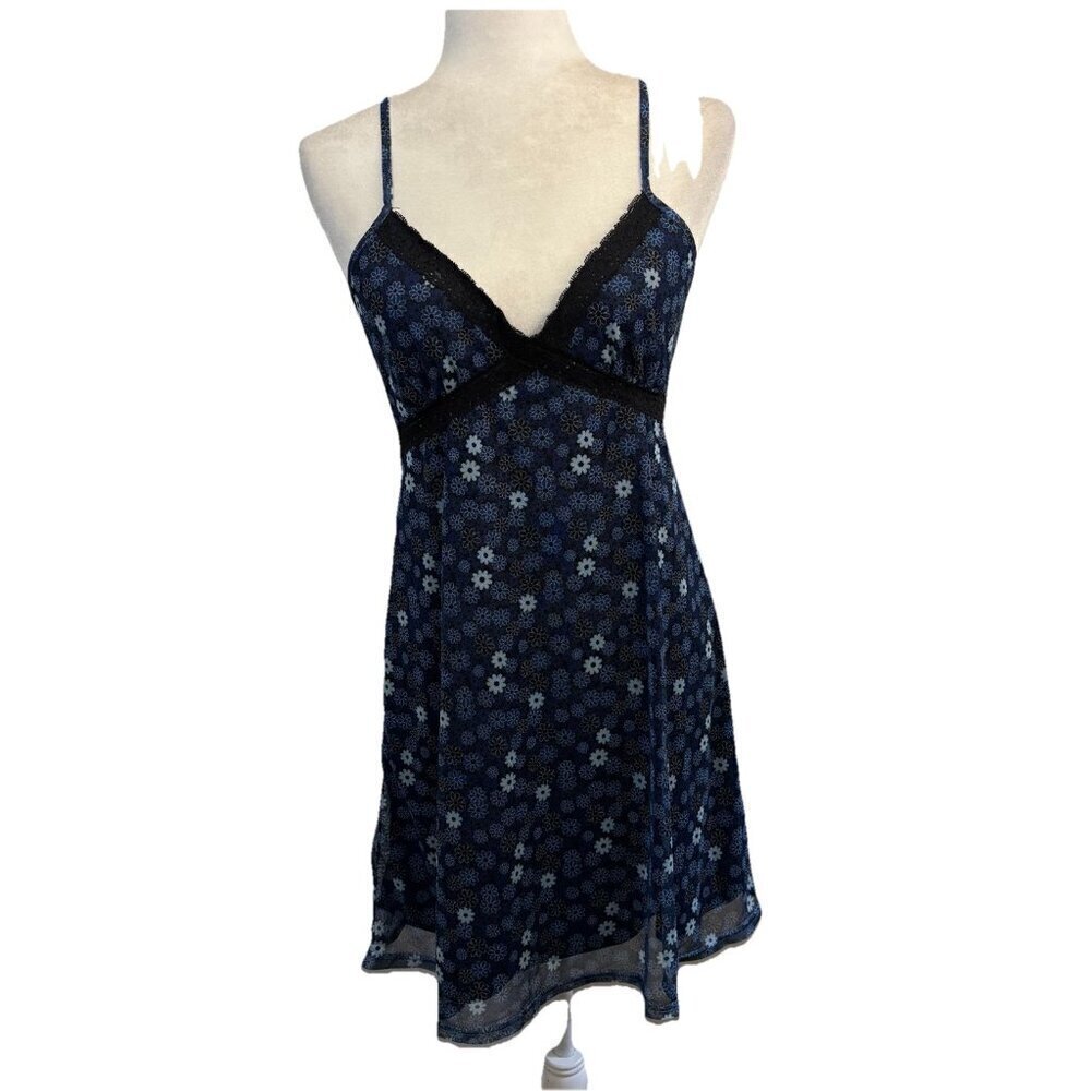 Rue 21 Y2K Babydoll Floral Slip Dress Blue Daisy Short Lined Size Medium